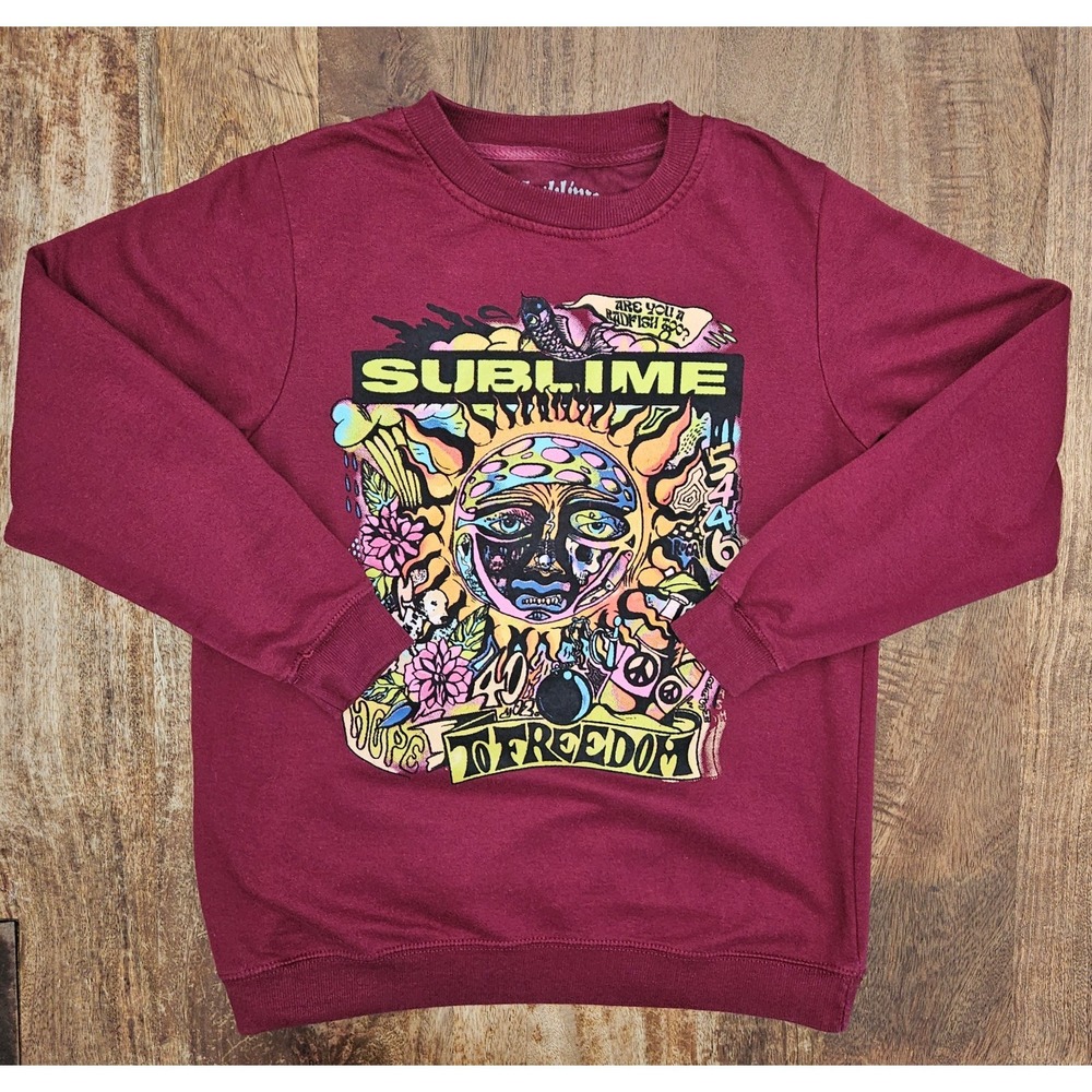 Sublime 40oz To Freedom Sweatshirt Unisex L Maroon Crewneck Fleece Graphic